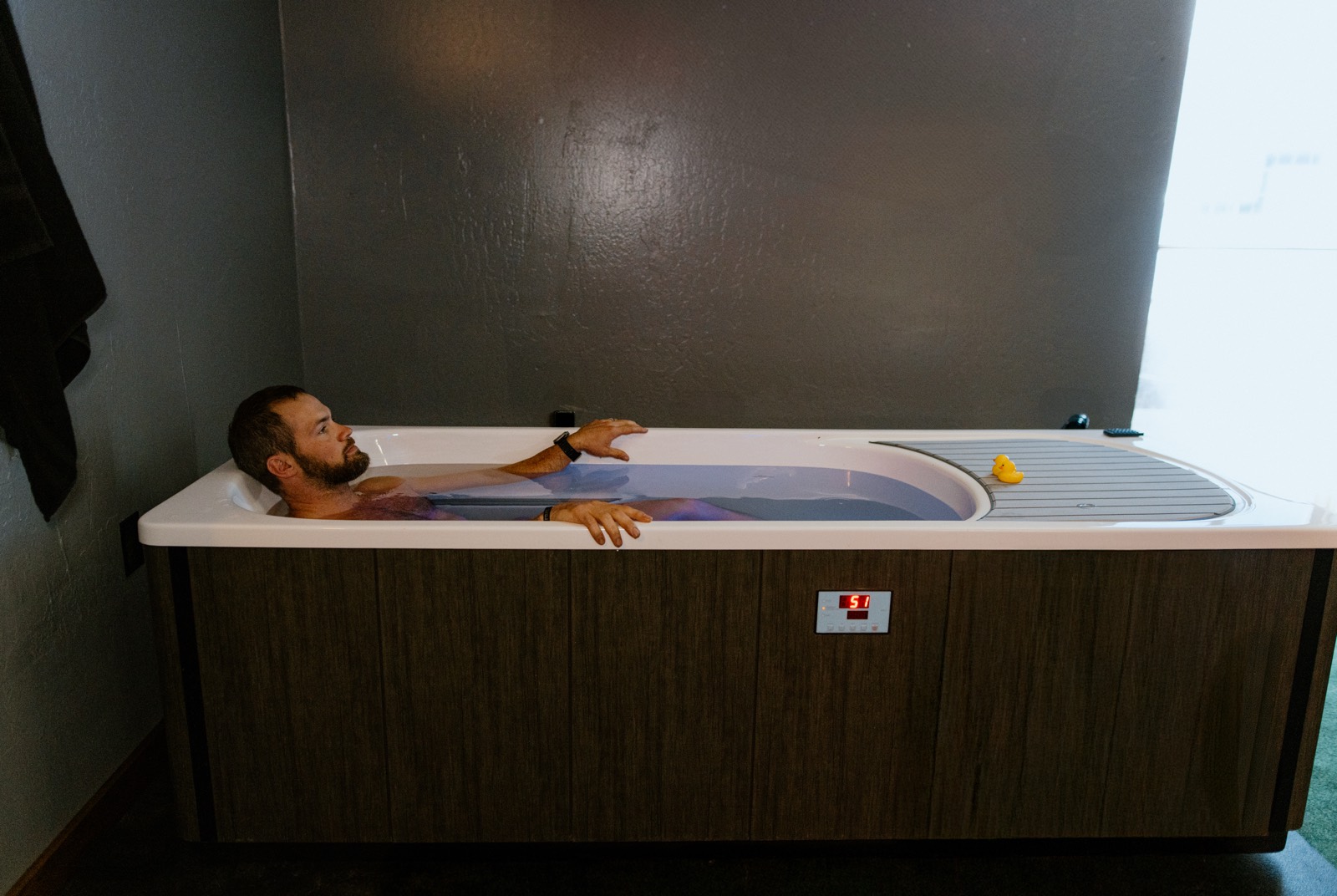 Cold plunge session at Heat & Chill Recovery